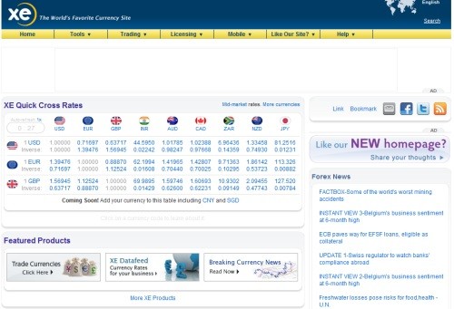 XE - web de conversión de divisas