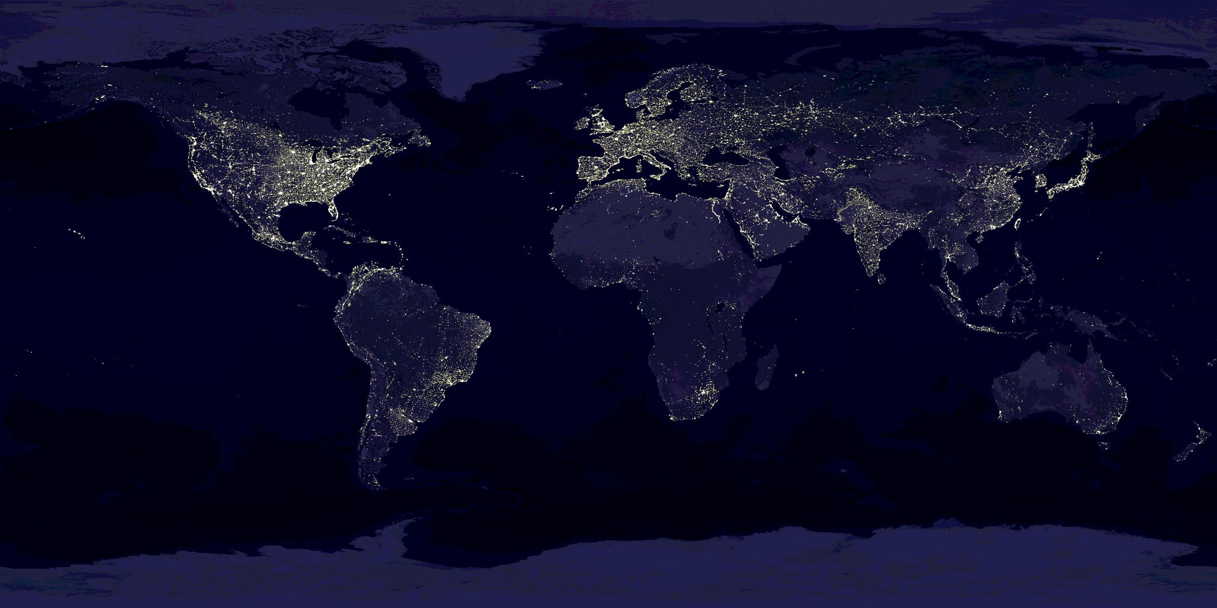 mapa del mundo de noche