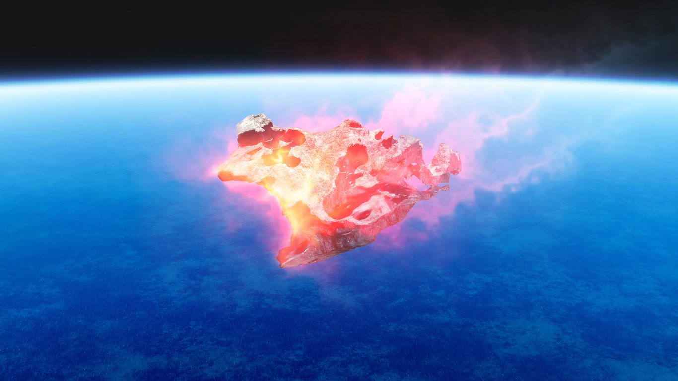 Asteroide entrando en la atmósfera terrestre