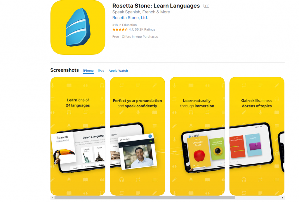 Rosseta Stone: apps para aprender idiomas