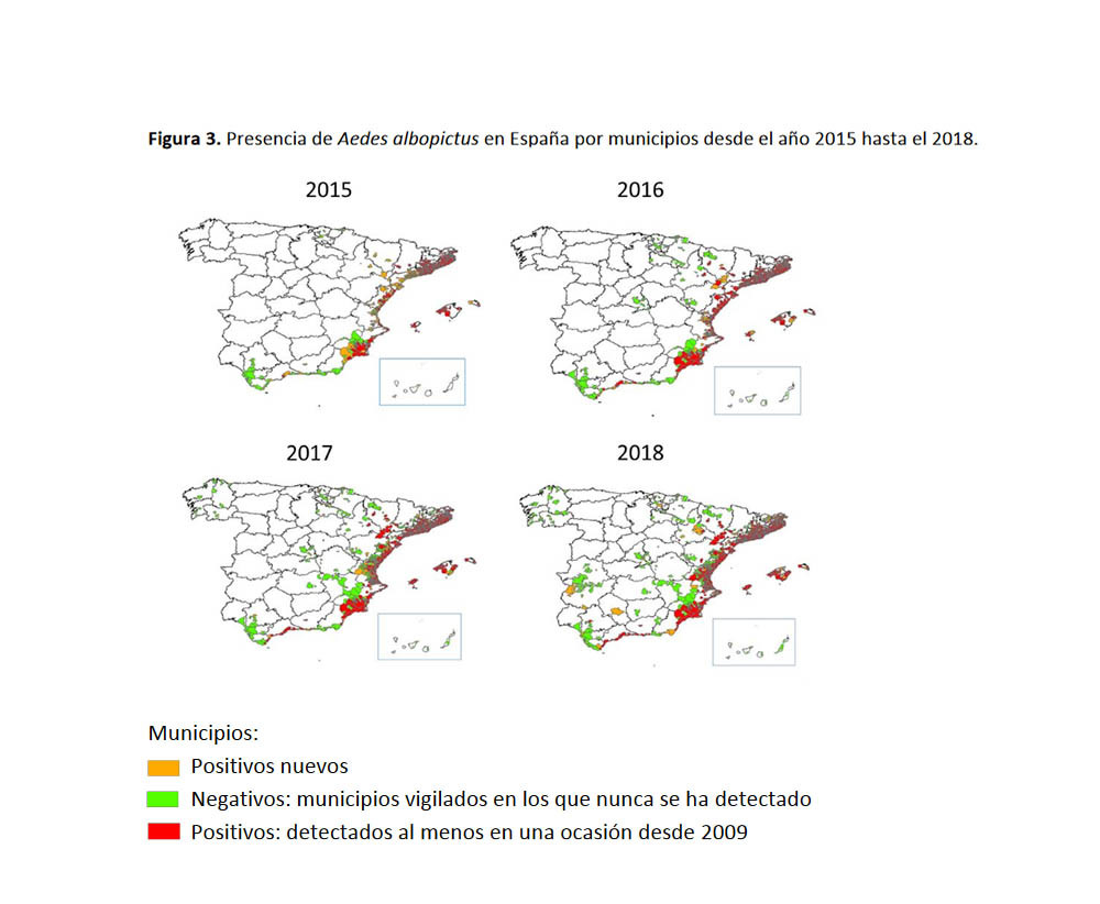mapa de distribución del mosquito tigre en España