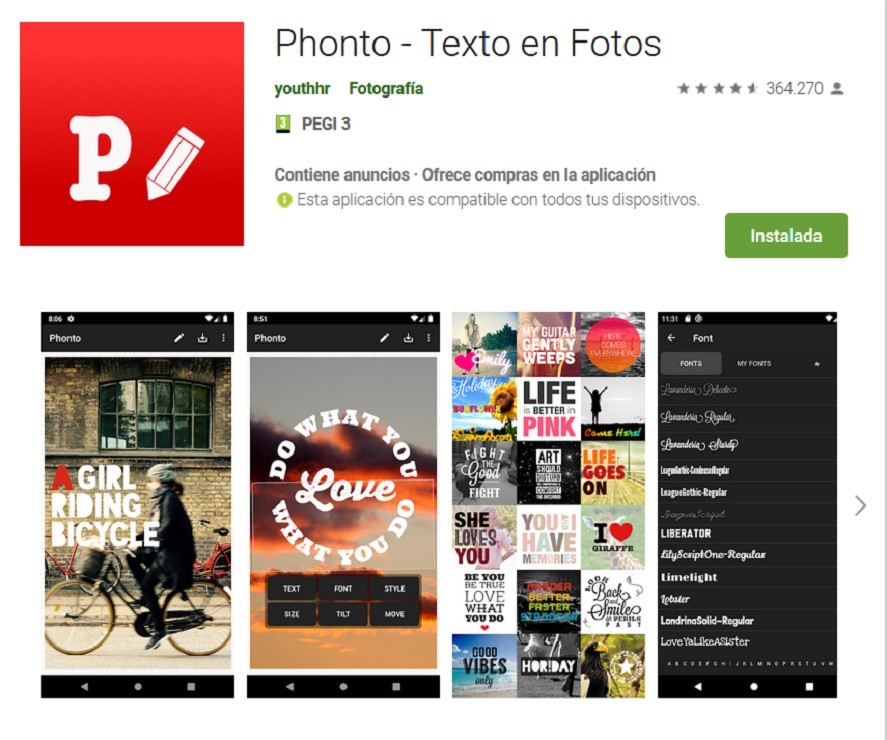 Phonto, una aplicación para escribir en fotos
