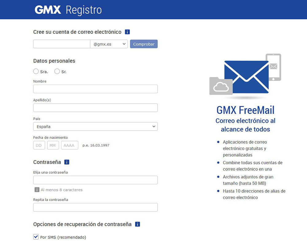cómo hacer un correo de GMX Mail