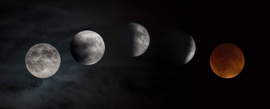 momentos del eclipse total de luna