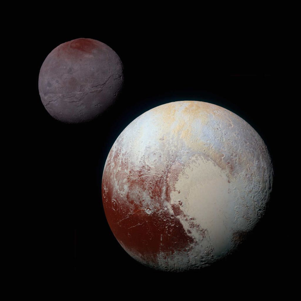 imagen de Plutón y su satélite principal, Caronte