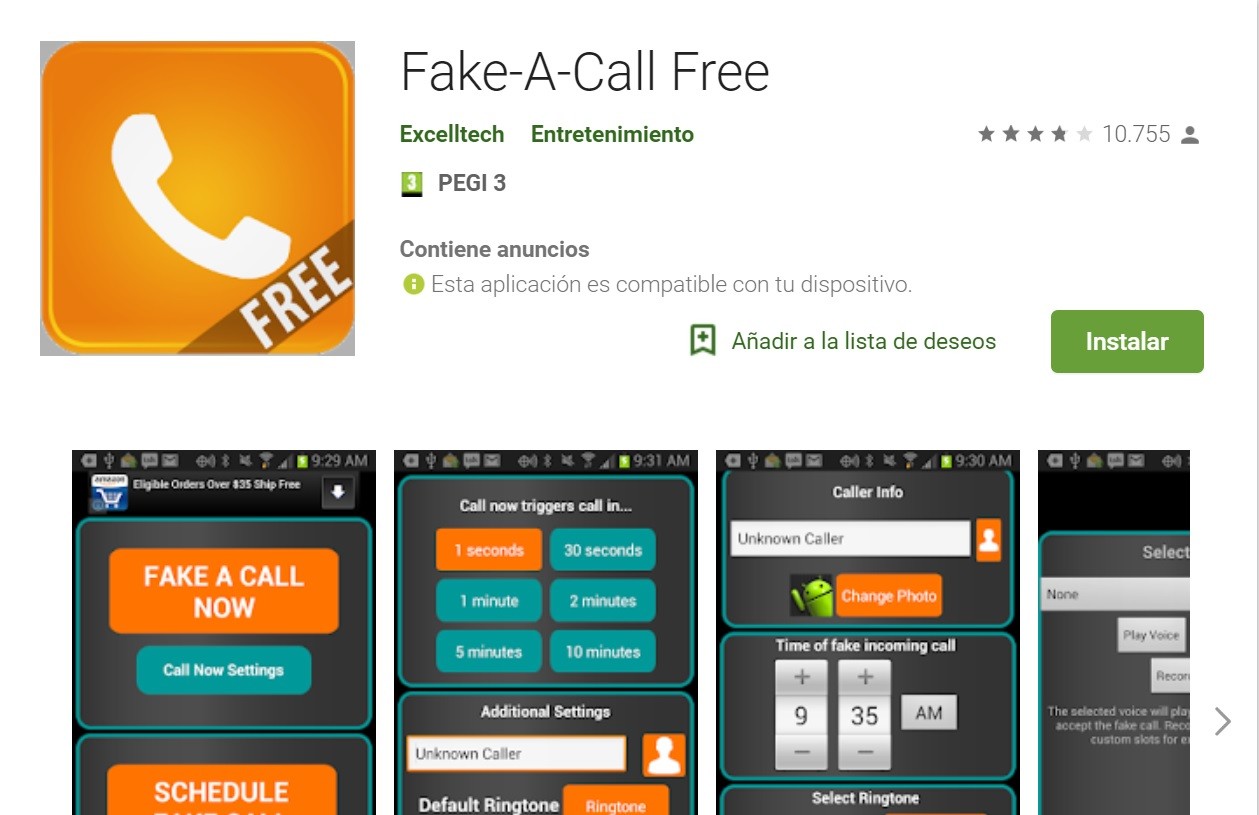 fake a call, unade las apps más frikis