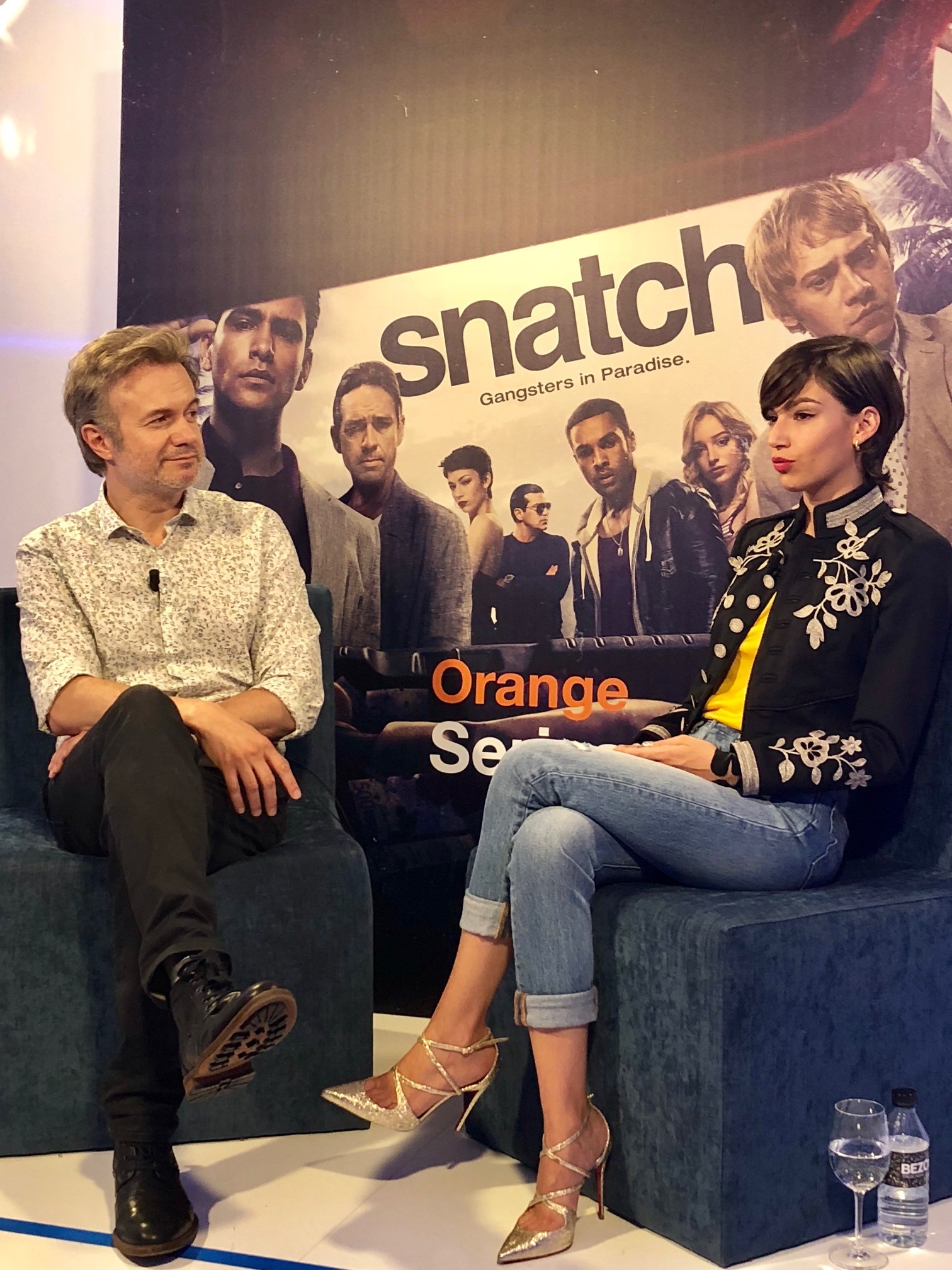 Úrsula Corberó y Tristán Ulloa en la presentación de la segunda temporada de Snatch, que se emitirá en Orange TV