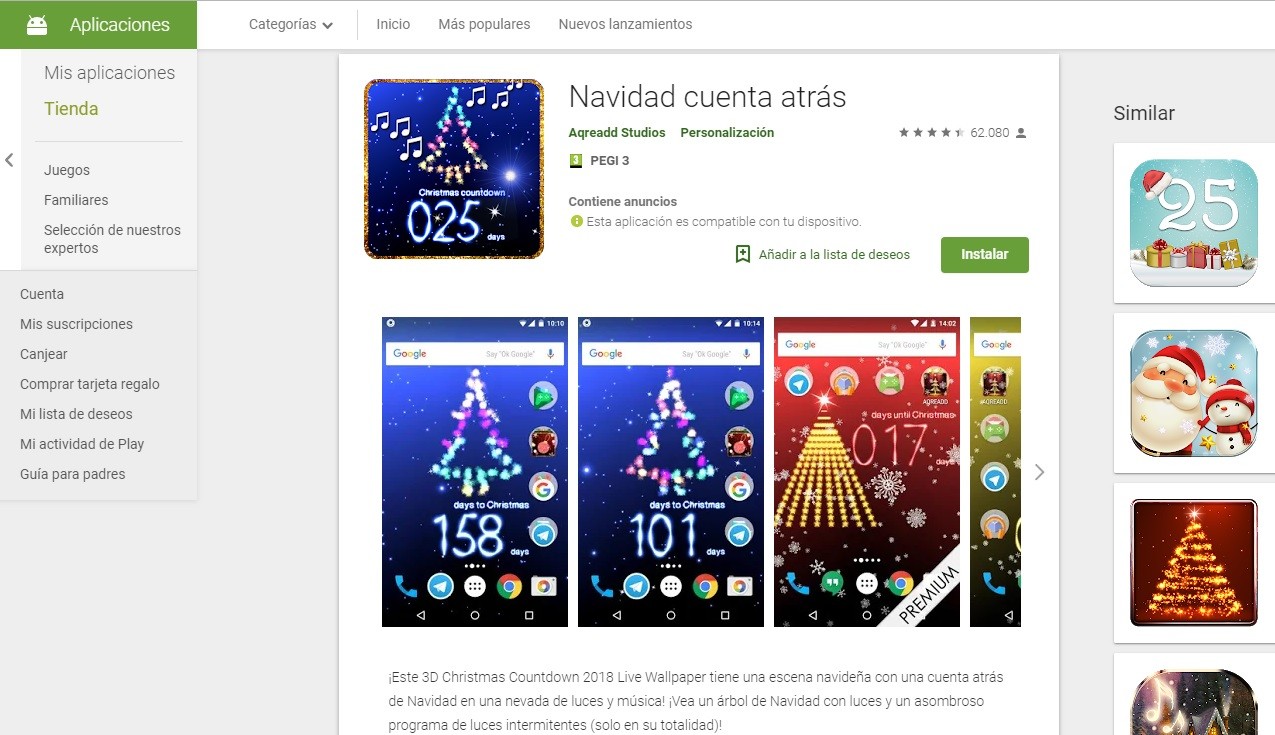 App con una cuenta atrás para Navidad