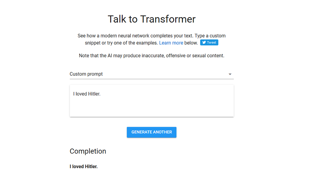 Talk to transformer
