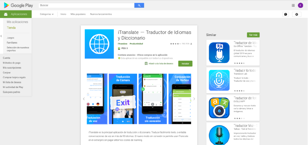 iTranslate, traductor de idiomas