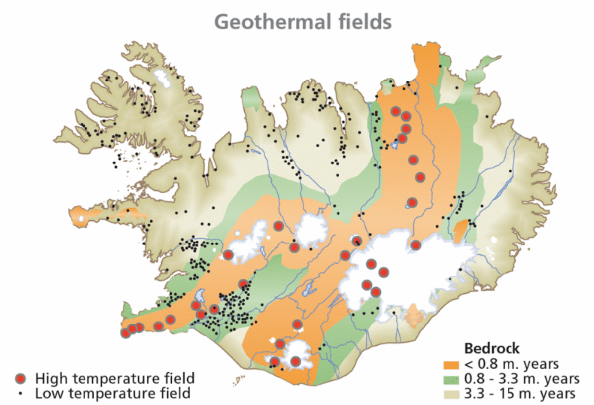 Fuentes de energía geotérmica. Muchas sirven para alimentar los invernaderos de Islandia.