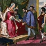 La reina Isabel I de Castilla entrega a Cristóbal Colón su nombramiento como virrey de los territorios que descubr, Cassé frères à St Gaudens, Wellcome Collection