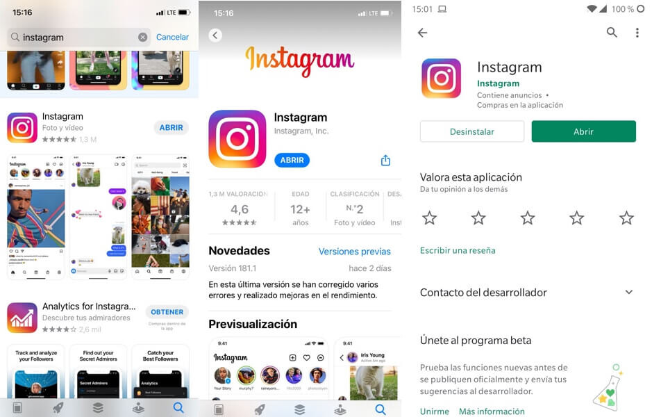 Como actualizar Instagram en iOS y Android
