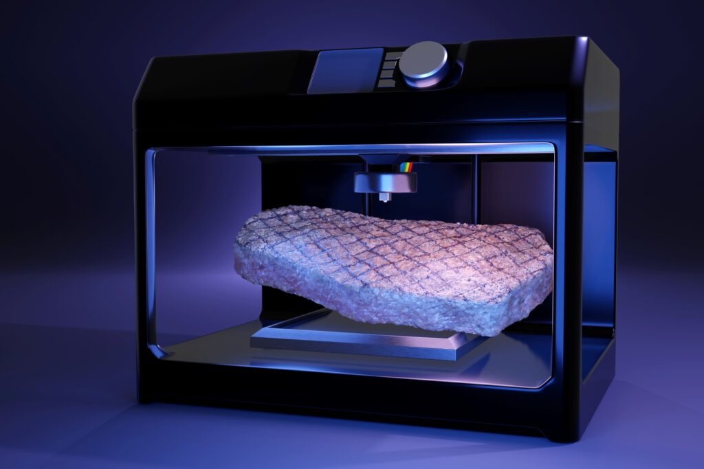 Una impresora de carne 3D trabajando