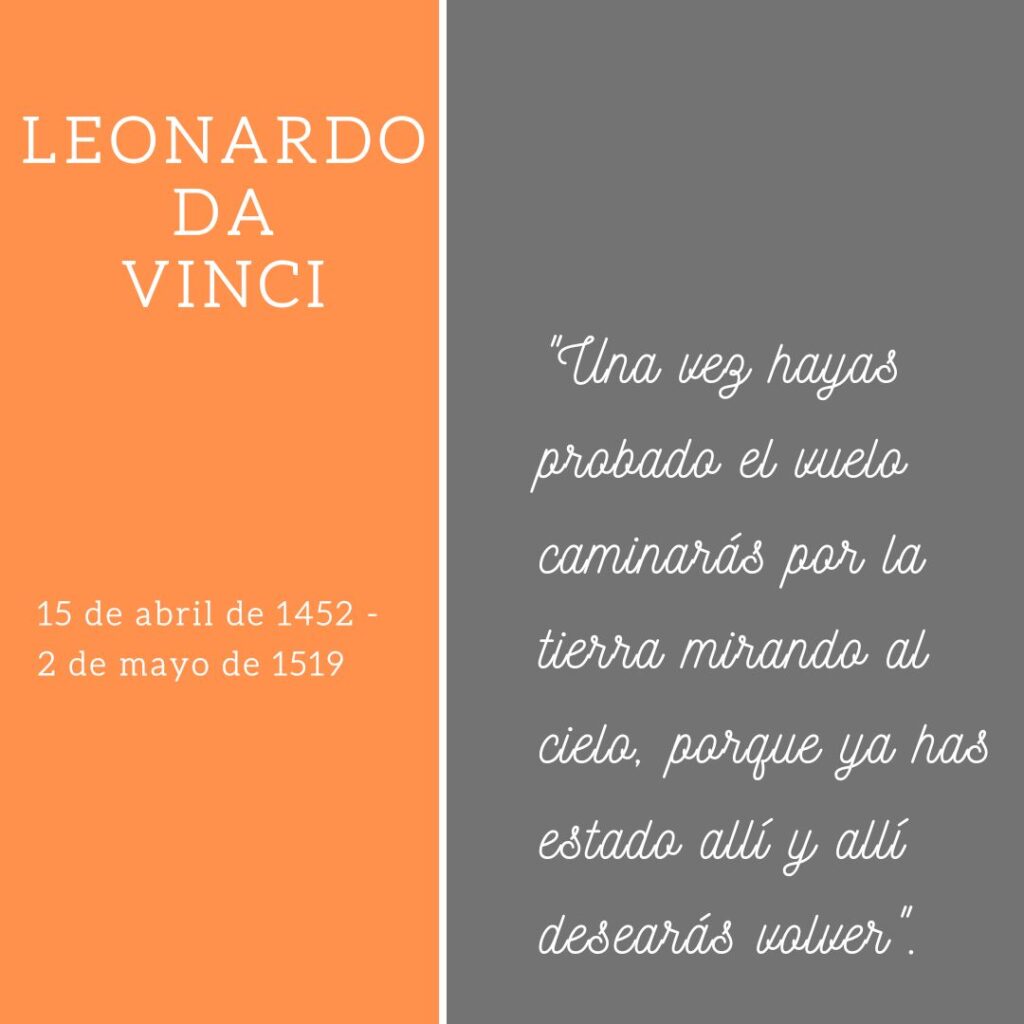Una de las muchas citas de Leonardo da Vinci y sus inventos